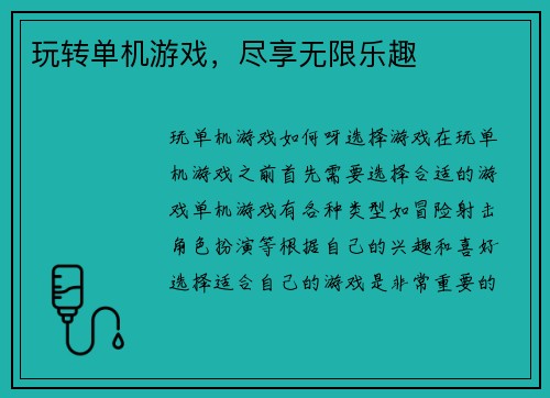 玩转单机游戏，尽享无限乐趣